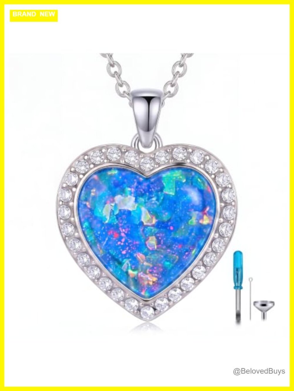 Urn Necklace Heart Opal Pendant Memorial Cremation Jewelry for Women